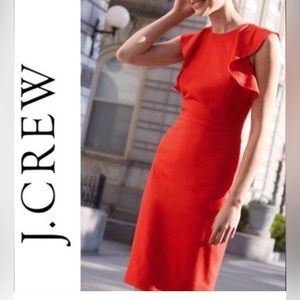 J Crew Red, Ruffle Sleeve Dress